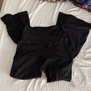 Aerie Black High-Rise Crossover Flare Leggings